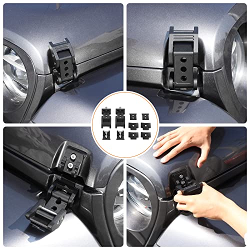 RT-TCZ for Wrangler Hood Latch Lock Catch, Aluminum Hood Latches for Jeep Wrangler 2007-2017 JK JKU 2018+ JL JLU 2020+ Gladiator JT Black Exterior Accessories 2pcs