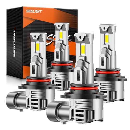SEALIGHT 9005 9006 Bulbs Combo, 800% Brightness 100000LM, 6500K White Super Bright 9005/HB3 9006/HB4 Fog Light Bulbs, Plug and Play, Pack of 4