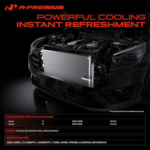 A-Premium Air Conditioning A/C Condenser Compatible with Acura TL 2004-2008 3.2L 3.5L, Replace# 3089, 80110SEPA01