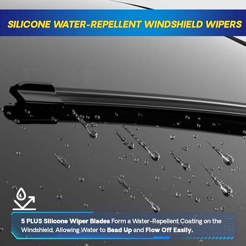 5 PLUS® Silicone Windshield Wipers Replacement for Ford Edge 2015 2016 2017 2018 2019 2020 2021 2022 2023 Wiper Blades(Set of 3),Automotive Replacement Windshield Wiper Blades For My Car-28"/28"/15"
