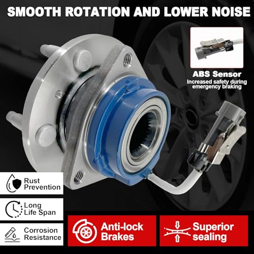 Pair 513121 Front Wheel Bearing Hub Assembly Compatible with Chevy Impala Lucerne Venture,for Cadillac DTS Eldorado Deville Seville for Buick Century Regal,for Pontiac Montana Grand Prix, 5 Lug w/ABS