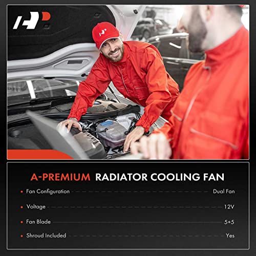 A-Premium Engine Radiator Cooling Fan Assembly Compatible with Select Infiniti & Nissan Models - G35 2003-2007, 350Z 2003-2007 - Replace# 21481CF40B, 21483CD000