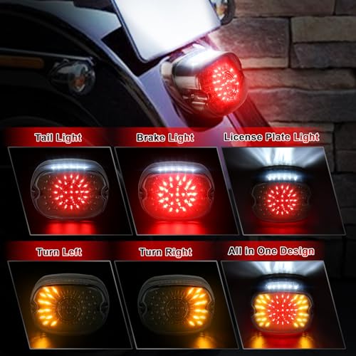 MOVOTOR Led Tail Light LED Brake Turn Signal Rear Light Low Profile Smoked Taillights Compatible with Harley Davidson Dyna Sportster 883 1200 Road King
