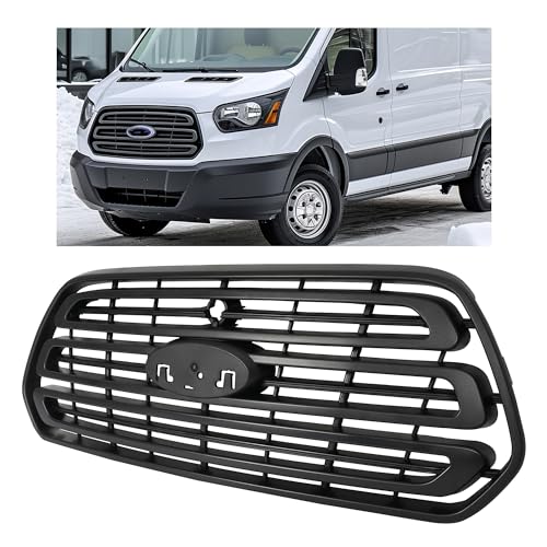 HECASA Front Grille Compatible with 2015-2019 Ford Transit 150 250 350 350HD Grill Assembly ABS Plastic Black Replacemant for CK4Z-17E810-AA FO1200587