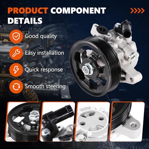 Daysyore Power Steering Pump 21-5456 with Pulley Fits for 2006 2007 2008 2009 2010 2011 Civic 1.8L, OE-Quality Power Assist Pump, Replace OE 21-5456 55-5822 56110-RNA-A01 36-215668