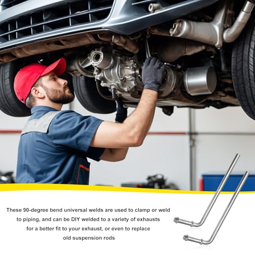 BWBWND 4 PCS 90° Bend Exhaust Hanger Rods, 3/8 x 7.6 Inch Bent Rod Universal Hanger Weld on Kit, Heavy Duty Galvanized Rods Weld Bracket Kit for Wide Range of Exhaust Pipes