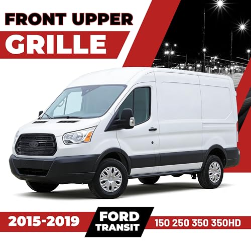 HECASA Front Grille Compatible with 2015-2019 Ford Transit 150 250 350 350HD Grill Assembly ABS Plastic Black Replacemant for CK4Z-17E810-AA FO1200587