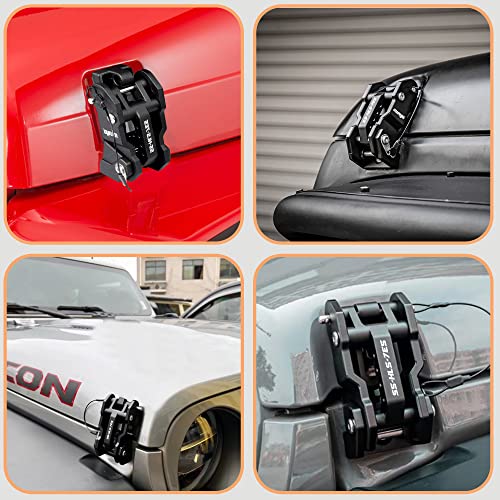 MWNYO Hood Latches Aluminum Hood Catch Replacement for Jeep Wrangler JK/JKU 2007-2017, JL/JLU 2018+ & Jeep Gladiator 2020+ with Painted, Patented Design (Black,1 Pair)