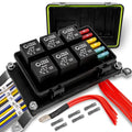 True Mods Waterproof 12V Fuse Relay Box Block Kit w/Pre-Wired Harness [12 & 16AWG] 6 Gang Bosch Style 5Pin 30A/40A Universal Relay & Fuse Panel for DC Auto Automotive Vehicle Car Marine Boat Jeep UTV