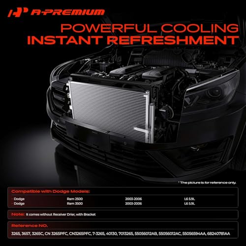 A-Premium Air Conditioning A/C Condenser Compatible with Dodge Ram 2500, Ram 3500, 2003-2006, L6 5.9L