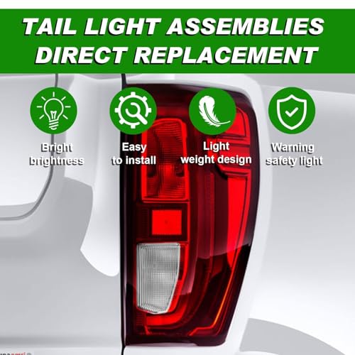 Lochnchn Tail Light Assembly Compatible With 2019-2025 GMC Sierra 1500 2500HD 3500HD Left Driver Side Taillight Rear Lamp Brake Light Replace# 84565919 GM2800309 Halogen Type