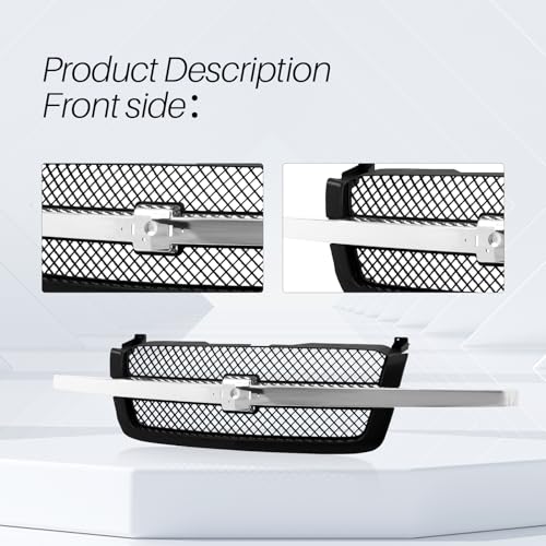 CarPartsDepot Front Grille Bright & Black Grill Compatible With Chevrolet 2003-2006 Silverado 1500 2500 3500 & 2007 Silverado Classic GM1200489 19168629