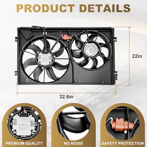PartsFlow Radiator Cooling Fan Assembly For 2005-2013 Volkswagen Jetta, 2006-2009 Rabbit, 2010-2013 Golf, 2012-2013 Beetle/Passat 620-843
