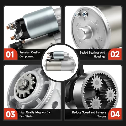 Starter Compatible with Ford F-150 F-250 F-350 F-450 F-550 Super-Duty 1999-2013, Excursion 2000-2005, Expedition 1999-2014, Mustang 05-10, Lincoln Navigator 4.6 5.0 5.4 6.2 6.8L, 4L34-11000-AA 6646N