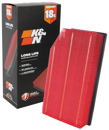 K&N Engine Air Filter: Long Life 18,000 Mile Replacement Air Filter: Compatible with 2018-2026 Jeep Wrangler JL and Gladiator, KNA-5076