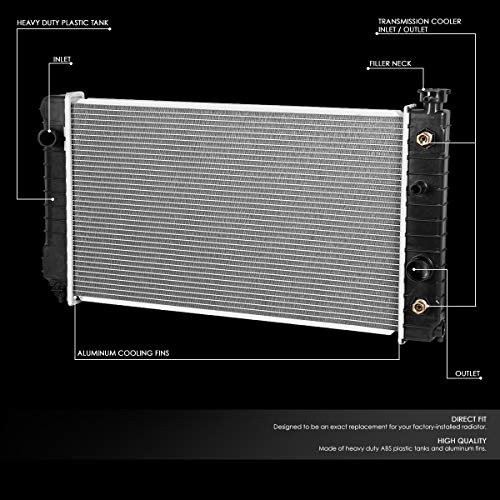 DNA Motoring OEM-RA-681 Factory Style Aluminum Cooling Radiator Compatible with 88-94 Chevy S10 Blazer / 88-93 S10 Pickup / 92-94 Jimmy, 26-1/4‘’ X 16-1/4‘’ X 1-1/4‘’