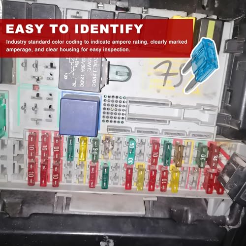 Fkewp 25 PCS 15 Amp Mini Car Fuses, 15A Portable Automotive Fuse Kit for Short Circuit Protection, Heavy Duty Blade Fuses Replacement for Sedan Boat Truck SUV, Car Accessories