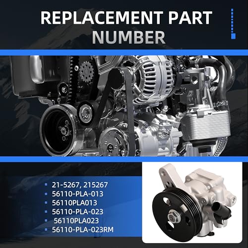Loautong Power Steering Pump with Pulley, for Honda Civic L4 1.7L 2001 2002 2003 2004 2005, for Acura EL L4 1.7L 2001-2005, OE 21-5267 215267 56110PLA013 56110PLA023