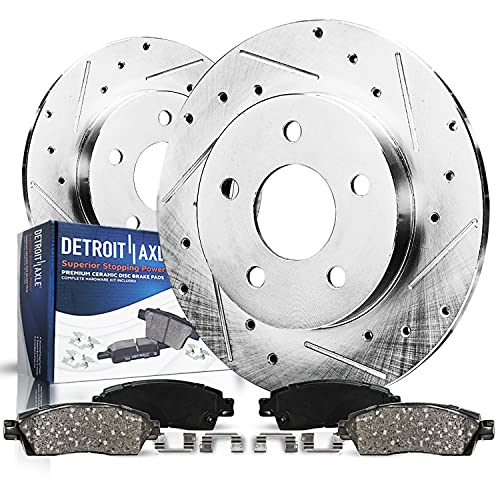 Detroit Axle - Rear Brake Kit for Hyundai Tucson Kia Sportage 2022 2023 2024 2025, 11.81" inch Drilled and Slotted Disc Brake Rotors Ceramic Brakes Pads Replacement