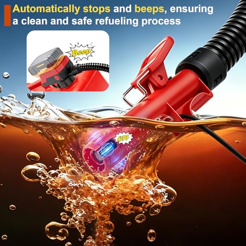 5.5 GPM Cordless Fuel Transfer Pump with Auto Shut-Off & Beep Alert, 57"Hose & 5Adapters, Compatible with DeWalt 20V & Milwaukee 18V Batteries, Portable Gas Can Pump for Gasoline andDiesel (Bare Tool)