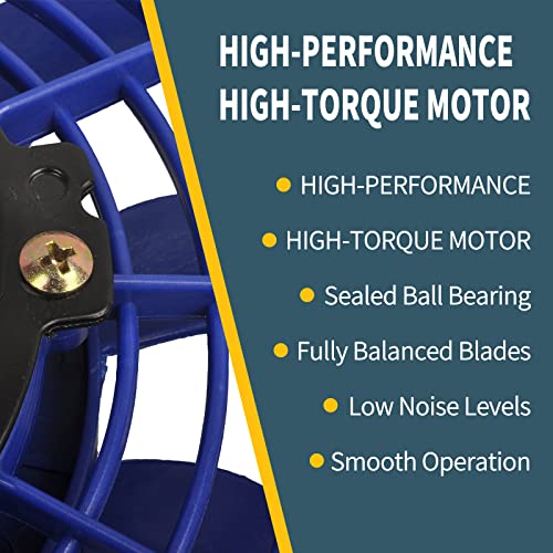 FGJQEFG 12 Inch Universal Slim Fan Push Pull Electric Radiator 12V 80W High Performance Cooling Fan Mount Kit Blue 2 Pcs