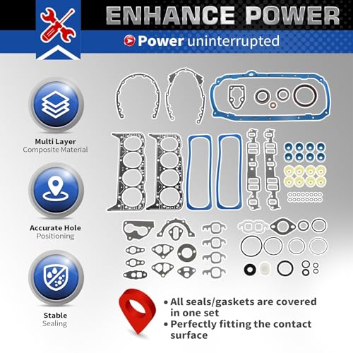 Assembroverse 260-1269 SBC Engine Gasket Set Compatible with C1500/C2500/K1500 G20/G30 5.7L 350 V8 (1987-1995) | Replace KS2666 T598122 Premium Head Gasket Kit