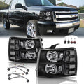 APSVE Headlights Assembly w/Bulb & Wiring Harness for 2007-2013 Chevy Silverado 1500, 07-14 Silverado 2500HD 3500HD Replacement Headlamp Assembly, Black Housing Clear Side