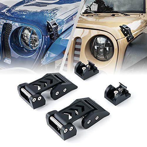 Xprite Aluminum Hood Latches Catch Kit for Jeep Wrangler JK JKU 2007-2018 & 2018-2026 Jeep Wrangler JL JLU Gladiator JT - Pair