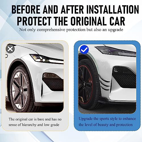 GKmow Pack-6 Car Spoiler Canards Kit, Universal Auto Front Bumper Lip Splitter, Body Anti-Collision Diffuser, Exterior Soft Rubber Decorative Stickers (Glossy Black)