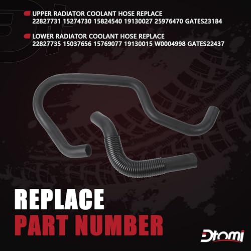 Dtomi Engine Upper & Lower Radiator Coolant Hose, Coolant Water Pipe Compatible With Chevy GMC Cadillac Vehicle Silverado Escalade Avalanche Suburban Sierra Yukon 2007-2014 Replace# 22827731 22827735