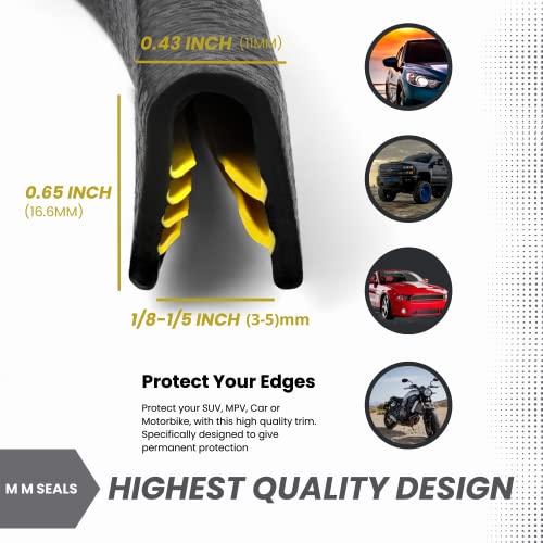 Edge Trim Black Large, Fits Edge 1/4 Inch, Length 10 Feet (3.05 Meter)
