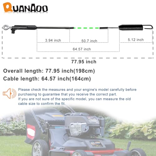 Quanaoo Brake Cable 133-1998 for Toro 30" Timemaster Lawn Mower Blade Engagement Cable Replacement fits 21199 21200 20976 20978 Replaces 115 8439 Walk Behind Lawnmower Brake Cable Parts