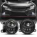 New LED Fog Lights Assembly Compatible with Honda Sedan models 2013-2021 Civic, 2015-2020 Fit, 2019-2022 HR-V, 2013-2015 Accord Replacement Driving lights Fog Lamps DOT Approved Black 1 Pair