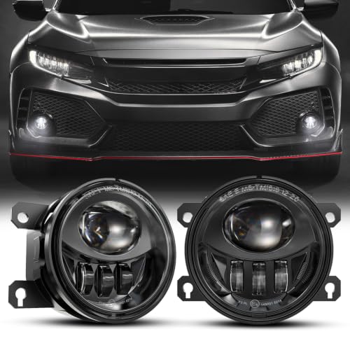 New LED Fog Lights Assembly Compatible with Honda Sedan models 2013-2021 Civic, 2015-2020 Fit, 2019-2022 HR-V, 2013-2015 Accord Replacement Driving lights Fog Lamps DOT Approved Black 1 Pair