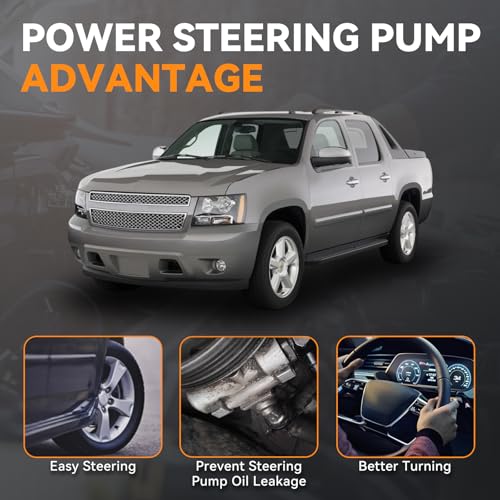 UGFC Power Steering Pump 20-8740 with Reservoir Compatible with 1999-2013 Chevrolet Silverado 1500, Suburban,2007-2014 GMC Yukon,Sierra,2007-2014 Cadillac Escalade ESV EXT,08-09 Hummer