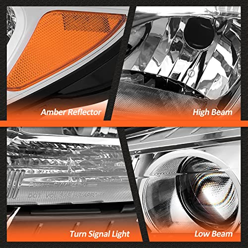 AXLAHA Headlights Assembly for 2013 2014 2015 Chevy Malibu 4-Door LT/LTZ fit 2016 Chevy Malibu Limited Headlamp with Factory Halogen 4 Door Sedan Chrome Housing Driver & Passenger Side(No Bulb)