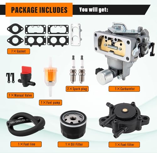 FH661V Carburetor Compatible with Kawasaki FH641V FH661V FH680V FH721V FX850V, 22 HP Engine, with 49065-0724 Oil Filter/Fuel pump,Replaces Parts 15004-1010 15004-0763 15004-7024