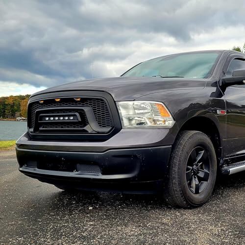 Allinoneparts Front Grille Compatible with 2013-2018 Dodge Ram 1500, 2019-2023 Ram 1500 Classic, Matte Black Bumper Grill w/Off-Road Lights