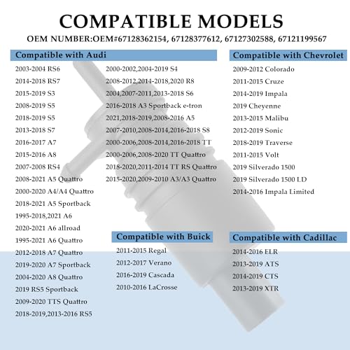 Windshield Washer Pump Replacement OEM#67128362154,67128377612 with Grommet,Windshield Wiper Pump Compatible with Audi BMW Chevrolet Chrysler,Standard Windshield Washer Fluid Pump(for Audi)