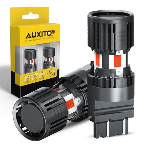 AUXITO CANBUS 3156 3157 LED Bulbs Red with Built-in Resistor 3056 3057 3457R 4057 4156 4157 Anti Hyper Flash Error Free Brake Lights, Tail Lights, Stop Lights, Turn Signal Lights, Pack of 2