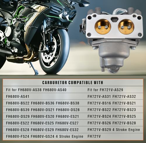 FH661V Carburetor Compatible with Kawasaki FH641V FH661V FH680V FH721V FX850V, 22 HP Engine, with 49065-0724 Oil Filter/Fuel pump,Replaces Parts 15004-1010 15004-0763 15004-7024
