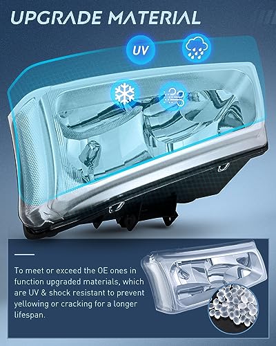 Nilight Headlight Assembly for 2003 2004 2005 2006 Chevy Silverado Avalanche 1500 1500HD 2500 2500HD 3500 Chevrolet Pickup Replacement Headlamp Housing Bumper Lamp Set