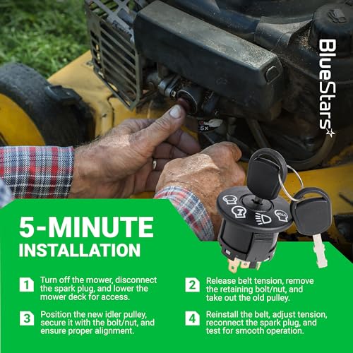 BlueStars 532175566 GY20074 Ignition Switch with Key 4-Position 7-Terminal - for Husqvarna Craftsman Dixon Cub Cadet John Deere L105 L100 L110 E100 D100 LA100 Lawn Mower 175566 175442 163968 925-1741