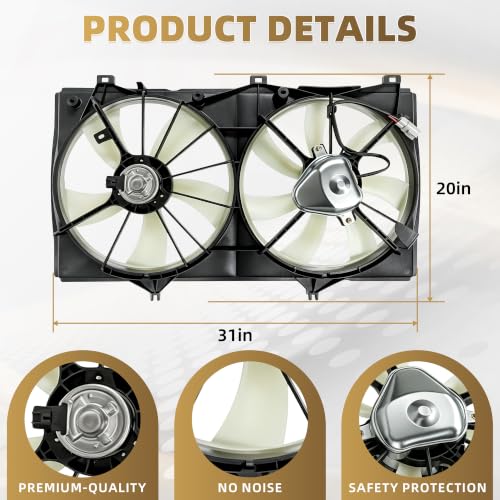 PartsFlow Radiator Cooling Fan Assembly for 2007 2008 2009 Toyota Camry Black 621-014