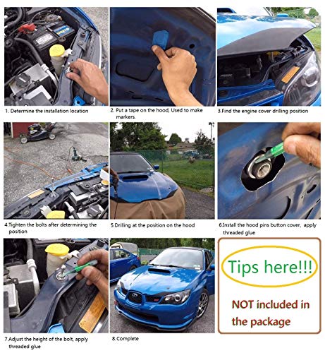 ANJOSHI 2 Pack Quick Release Latch Universal 2.44in/62mm Diameter Aluminum Alloy Push Button Hood Pins Lock Clip Kit for Auto Car (Black Pro)