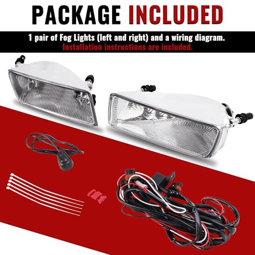 HECASA Fog Light Pair Compatible with 2006-2010 Ford Explorer/Explorer Sport Trac Halogen Fog Lamp w/Bulbs Replacement for FO2594100 FO2595100 6L2Z15201AA 6L2Z15200AA Clear Lens Left & Right