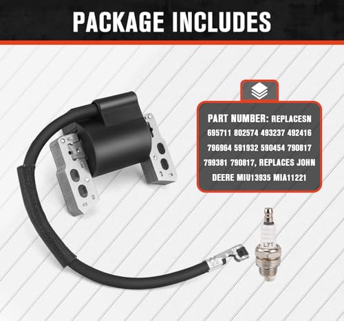 590454 Ignition Coil Compatible with Briggs & Stratton799381 790817 692605 802574 Magneto Armature, Compatible with Briggs & Stratton Engine Models:129H00 Series(0005-0185) Engine,590454 Coil+L7T Plug