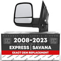 Driver Side Mirror Compatible with 2008-2015 Chevrolet Express & GMC Savana 1500, 2008-2021 Express & Savana 2500 3500, Manual Folding, Dual Glass, Textured Black - OEM 20838065, GM1320395