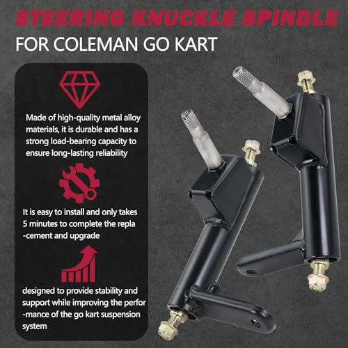 Left&Right Spindle Steering Knuckle for coleman kt196 go kart parts Fits For Coleman CK196-T, KT194,KT196,196cc 6.5 Hp Gas Powered Go-Karts,Replacement 4-Wheeler Quad Parts for steering spindle
