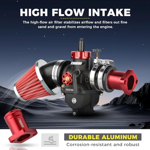 NIBBI PE24mm Carburetor Kit for Predator 212,Upgrade for Coleman Predator 196cc 212cc 224cc Engine Performance Parts with Intake Manifold 48mm Air Filter(Red)